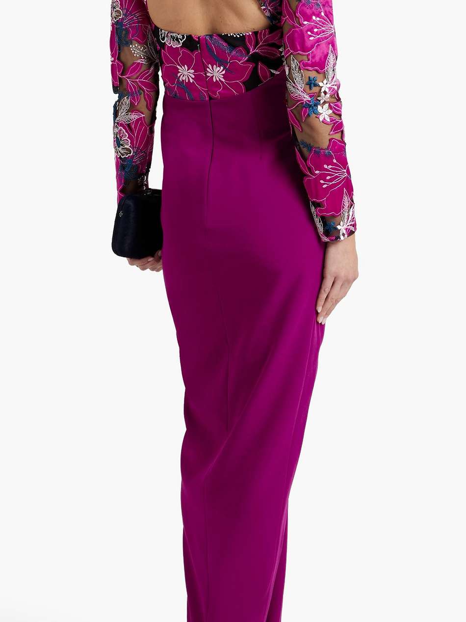 cutout embroidered tulle and crepe gown