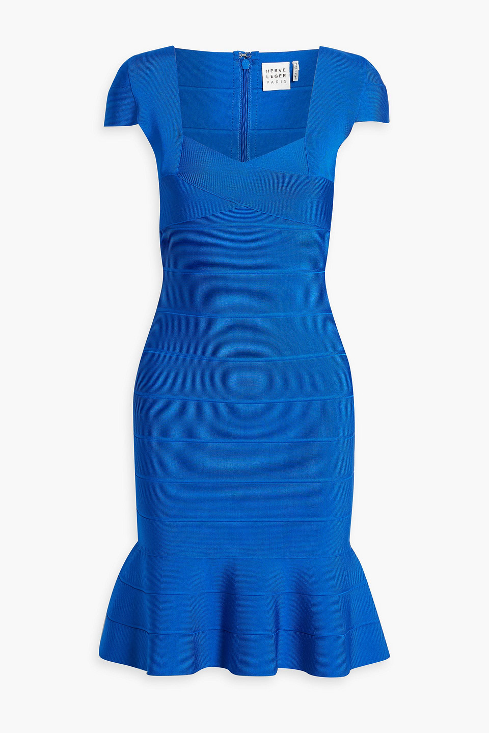 Herve Leger Fluted Bandage Dress In Bright Blue