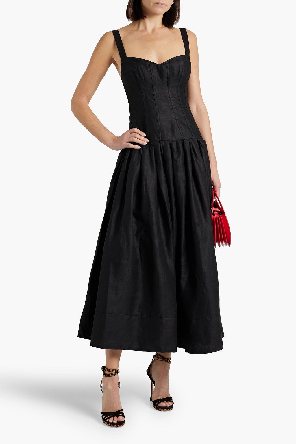 NICHOLAS Makenna gathered linen midi dress THE