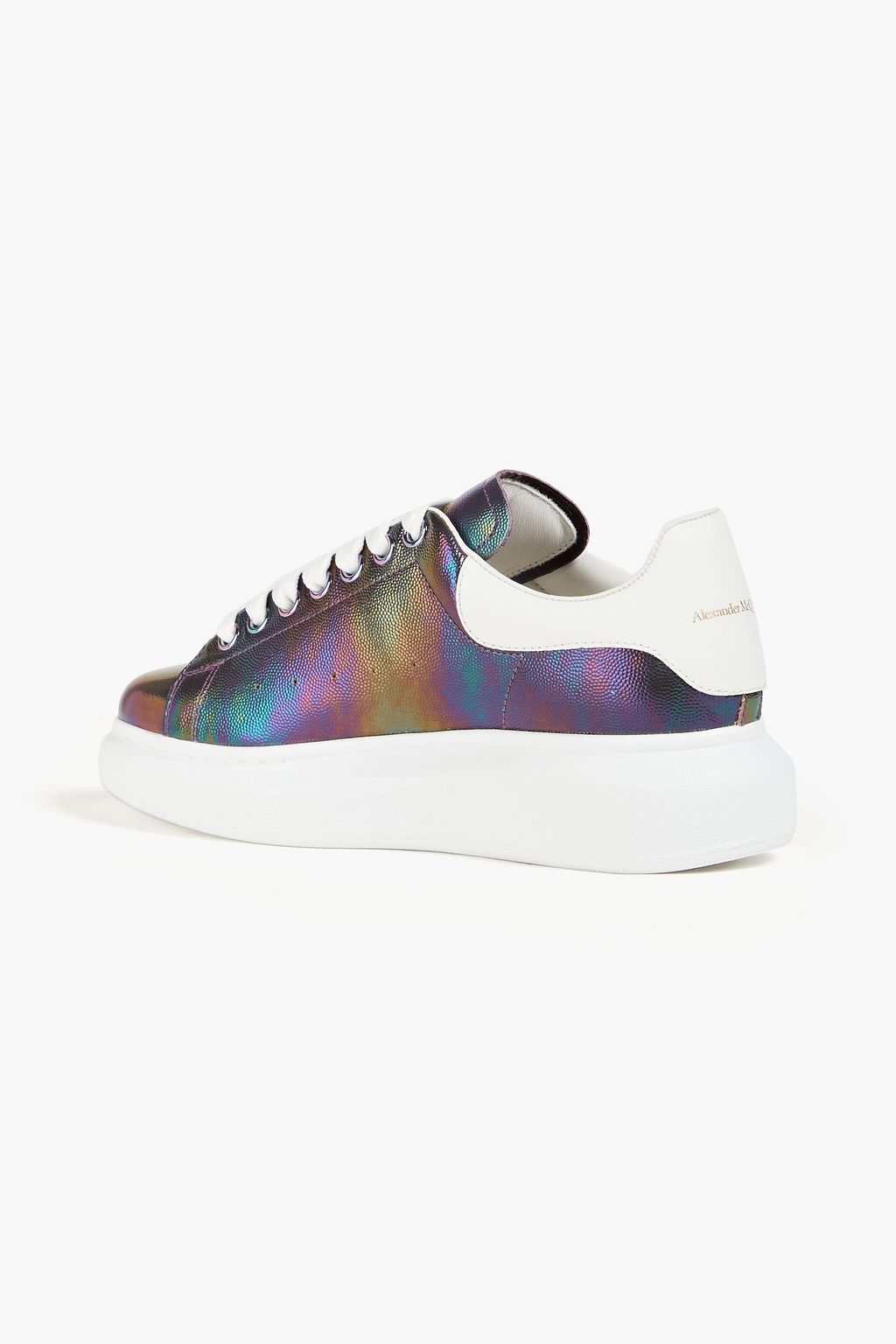 MCQUEEN Iridescent pebbled-leather exaggerated-sole sneakers