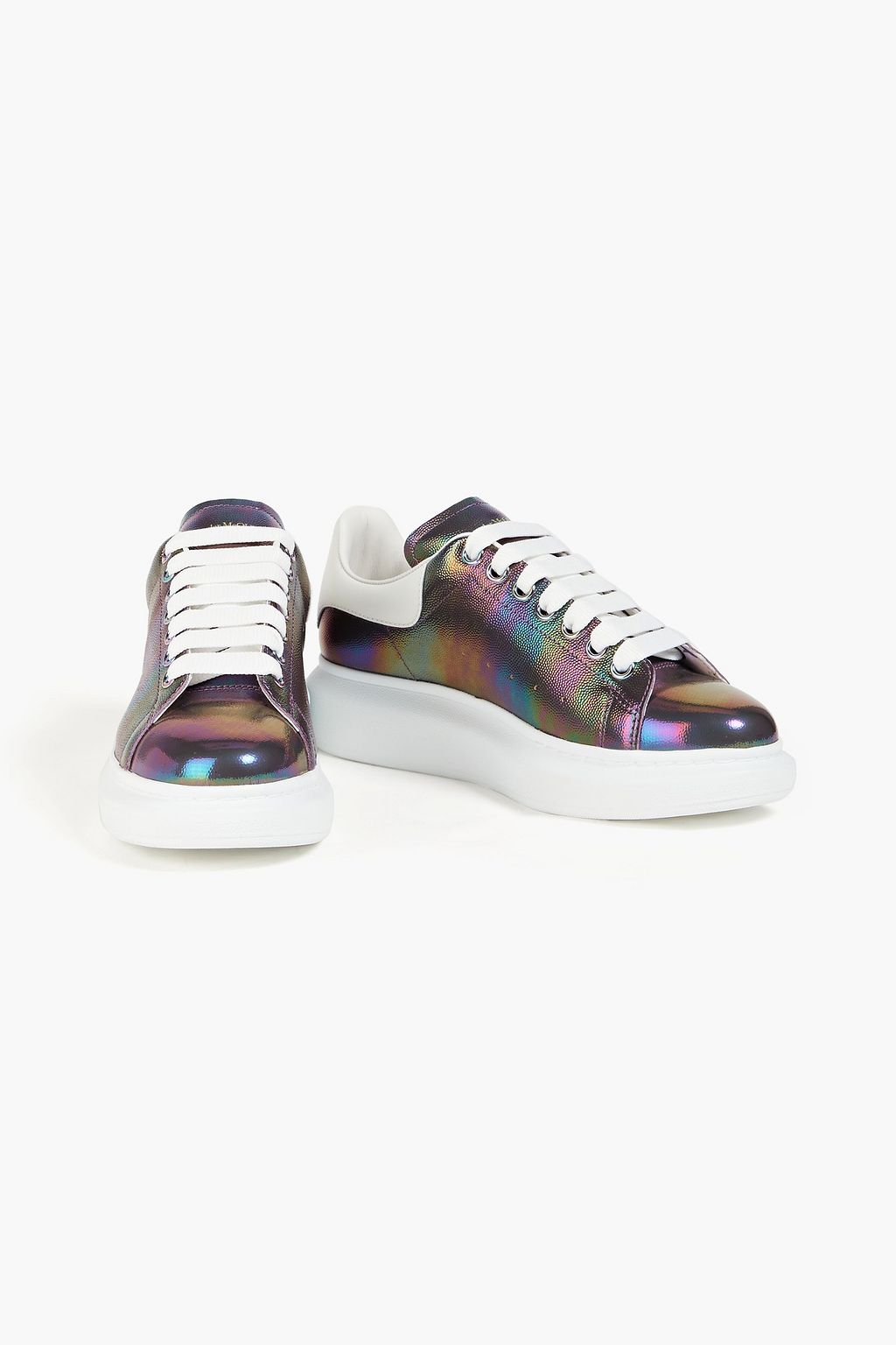 MCQUEEN Iridescent pebbled-leather exaggerated-sole sneakers