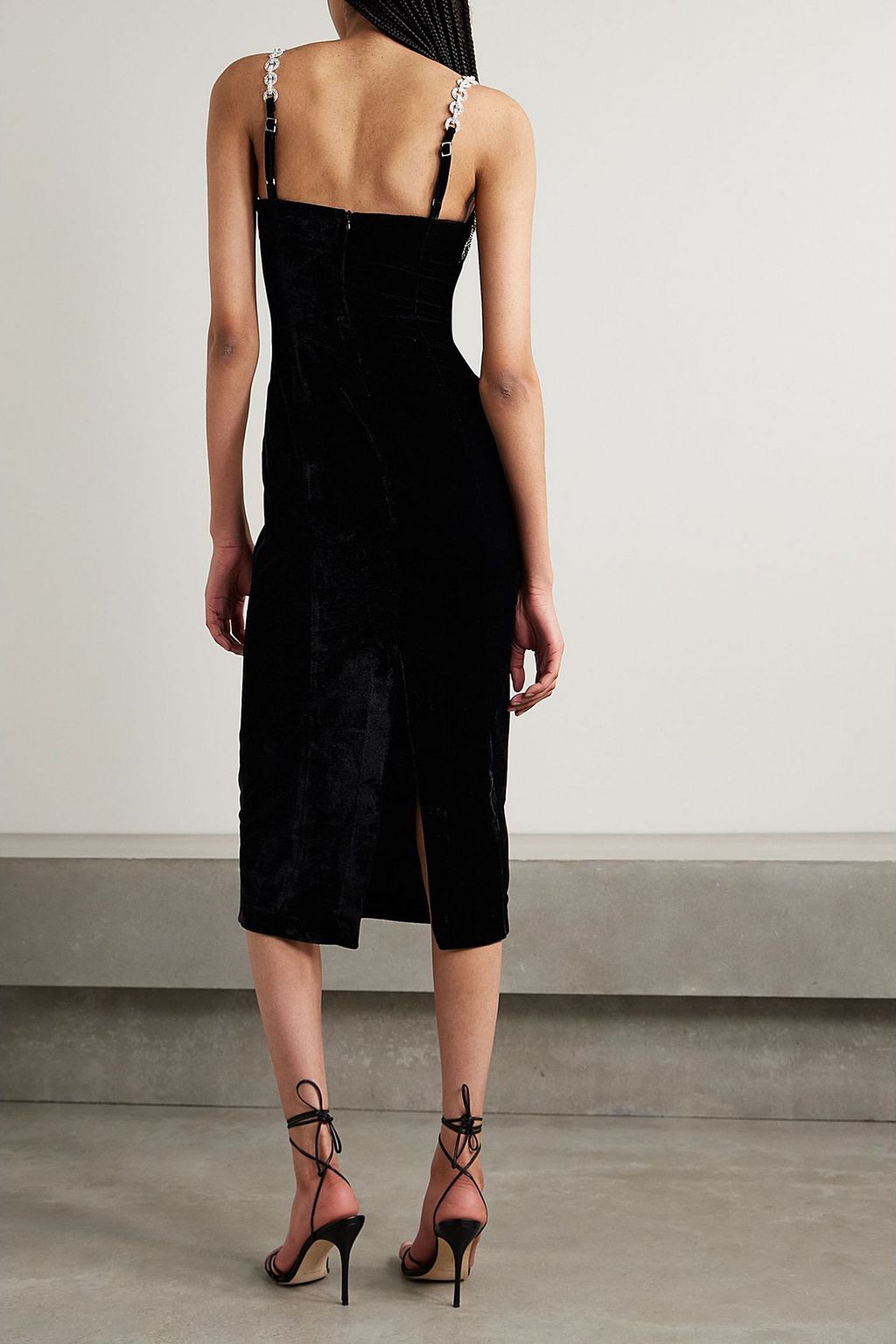 PATBO Crystal-embellished velvet midi dress
