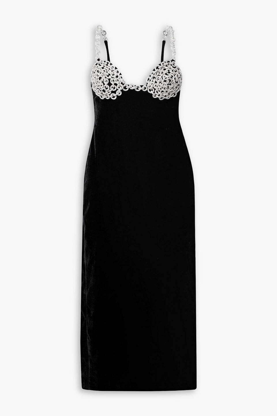 Patbo Crystal-embellished Velvet Midi Dress In Black