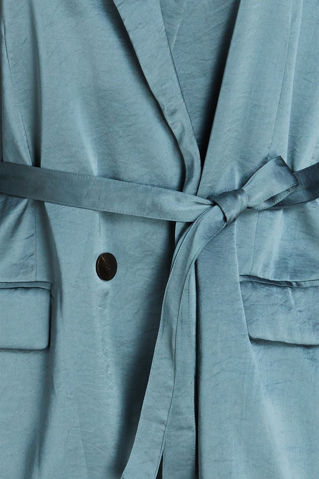 THEORY Doppelreihiger Blazer aus Satin in Knitteroptik