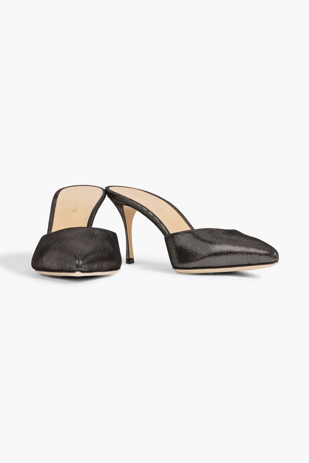 SERGIO ROSSI Metallic suede mules