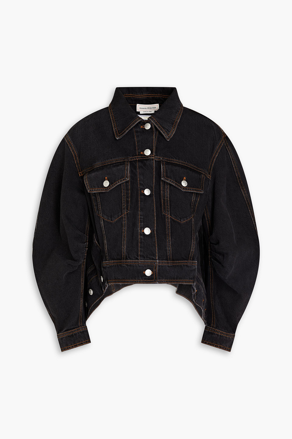 Alexander Mcqueen Cropped Denim Jacket In Dark Denim