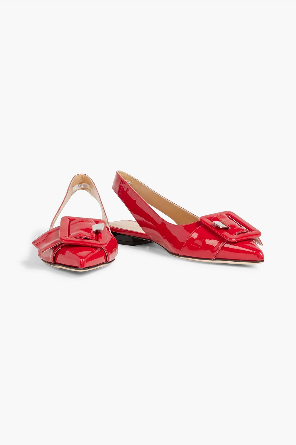 SERGIO ROSSI SR Milano Mia 010 patent-leather slingback point-toe flats