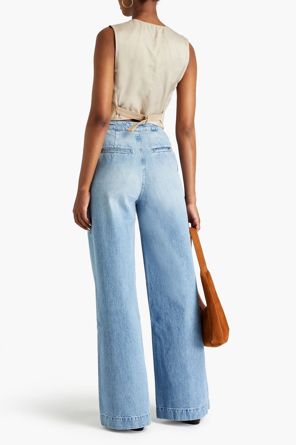 TRIARCHY Pleated high-rise wide-leg jeans