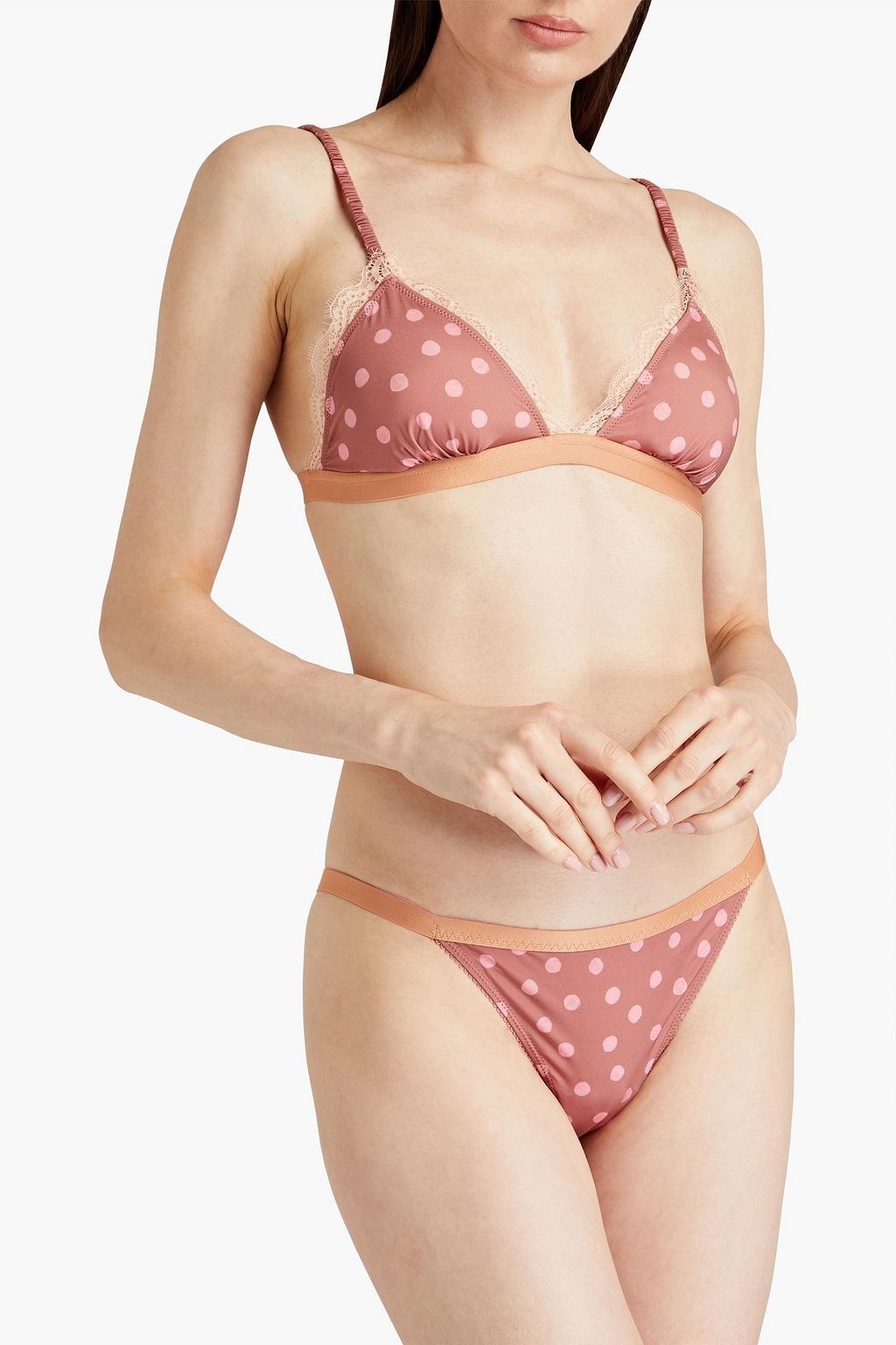 LOVE STORIES Roomservice satin and corded lace low-rise thong