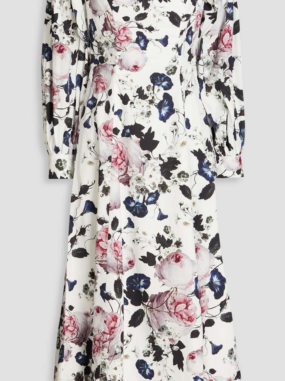 pollina off-the-shoulder floral-print cotton midi dress