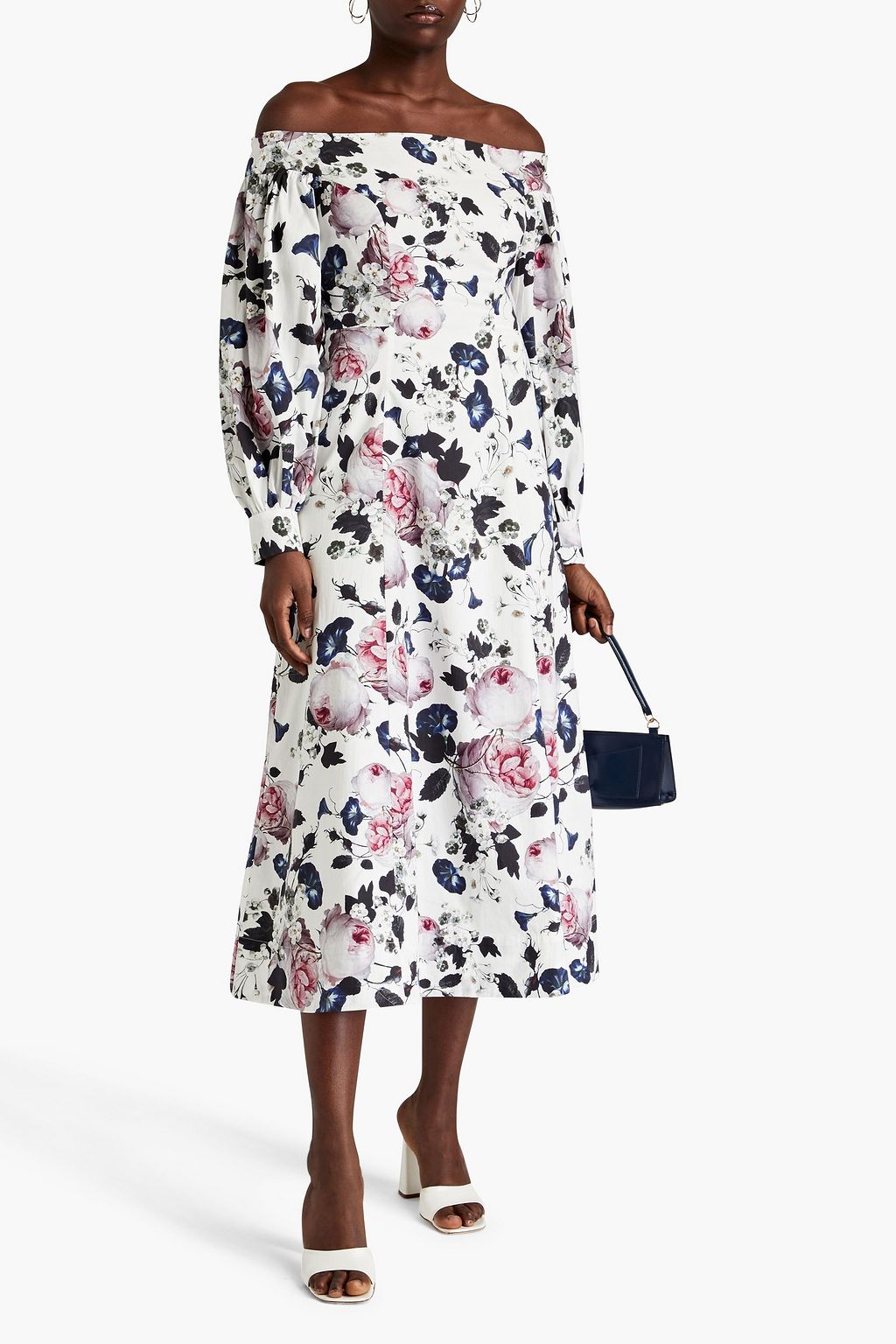 ERDEM Pollina off-the-shoulder floral-print cotton midi dress