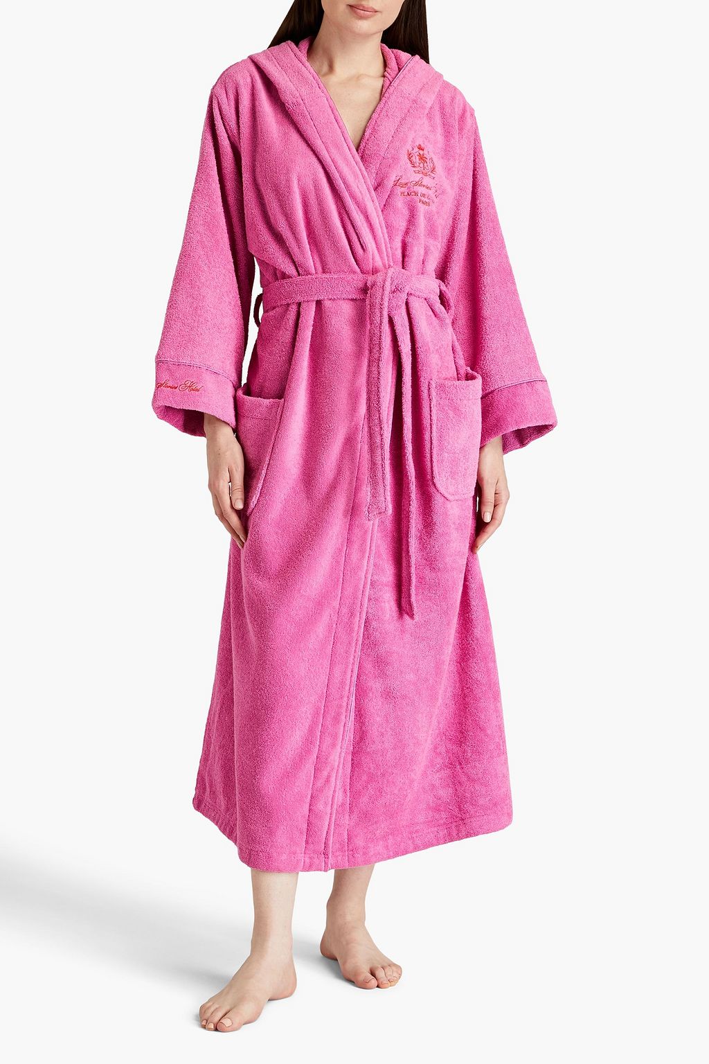 LOVE STORIES Embroidered cottonterry hooded bathrobe THE