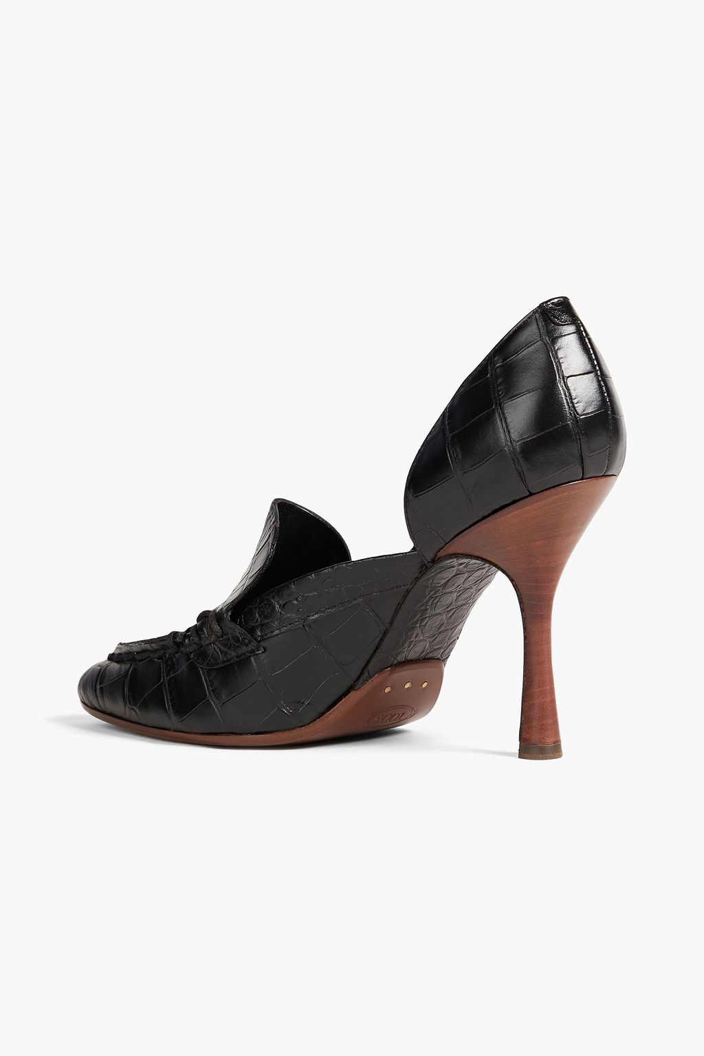TOD'S Croc-effect leather loafers