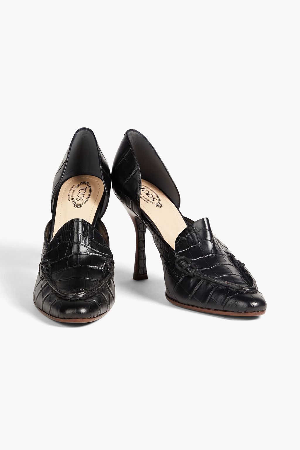 TOD'S Croc-effect leather loafers