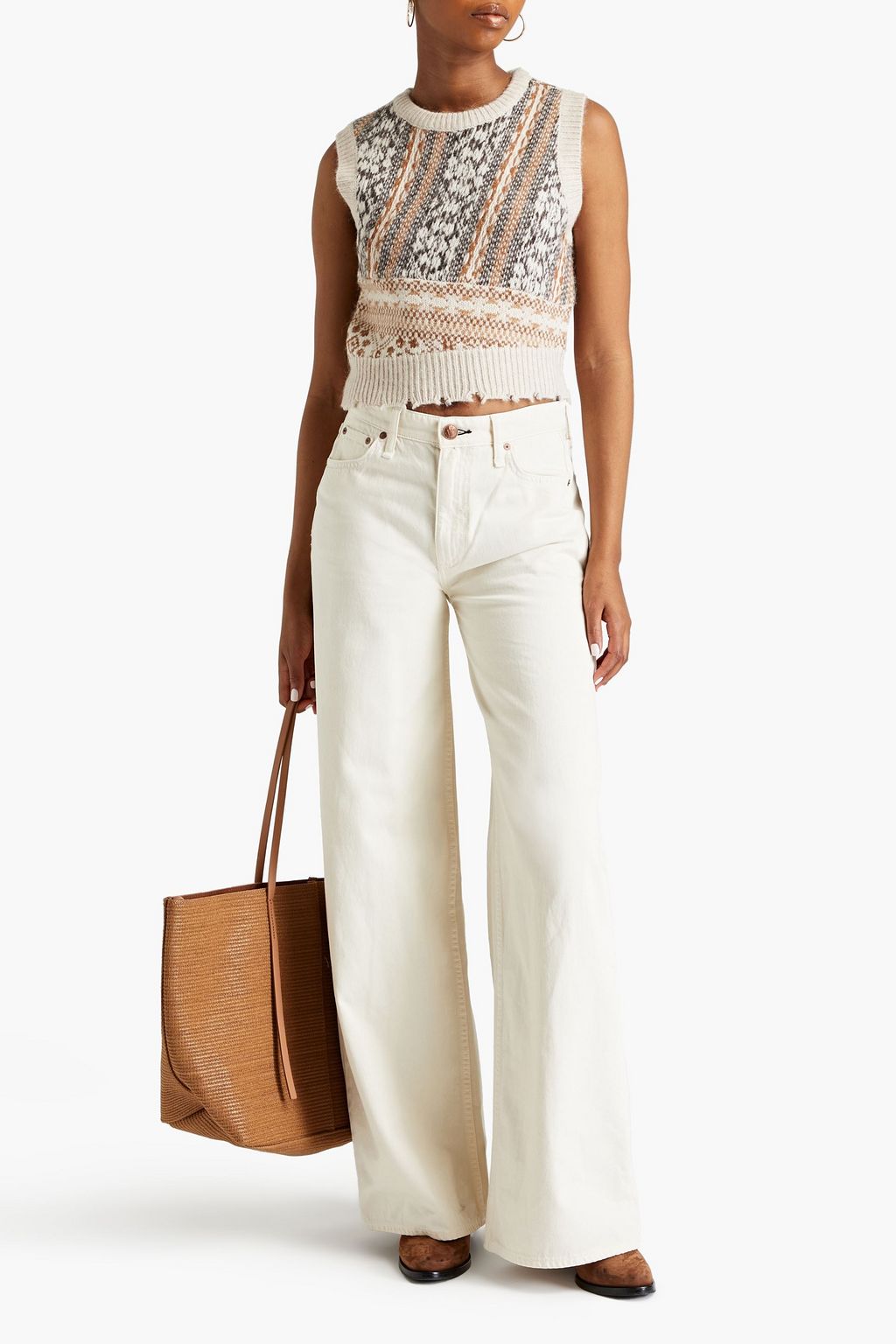 RAG & BONE جينز بأرجل واسعة وخصر عالٍ