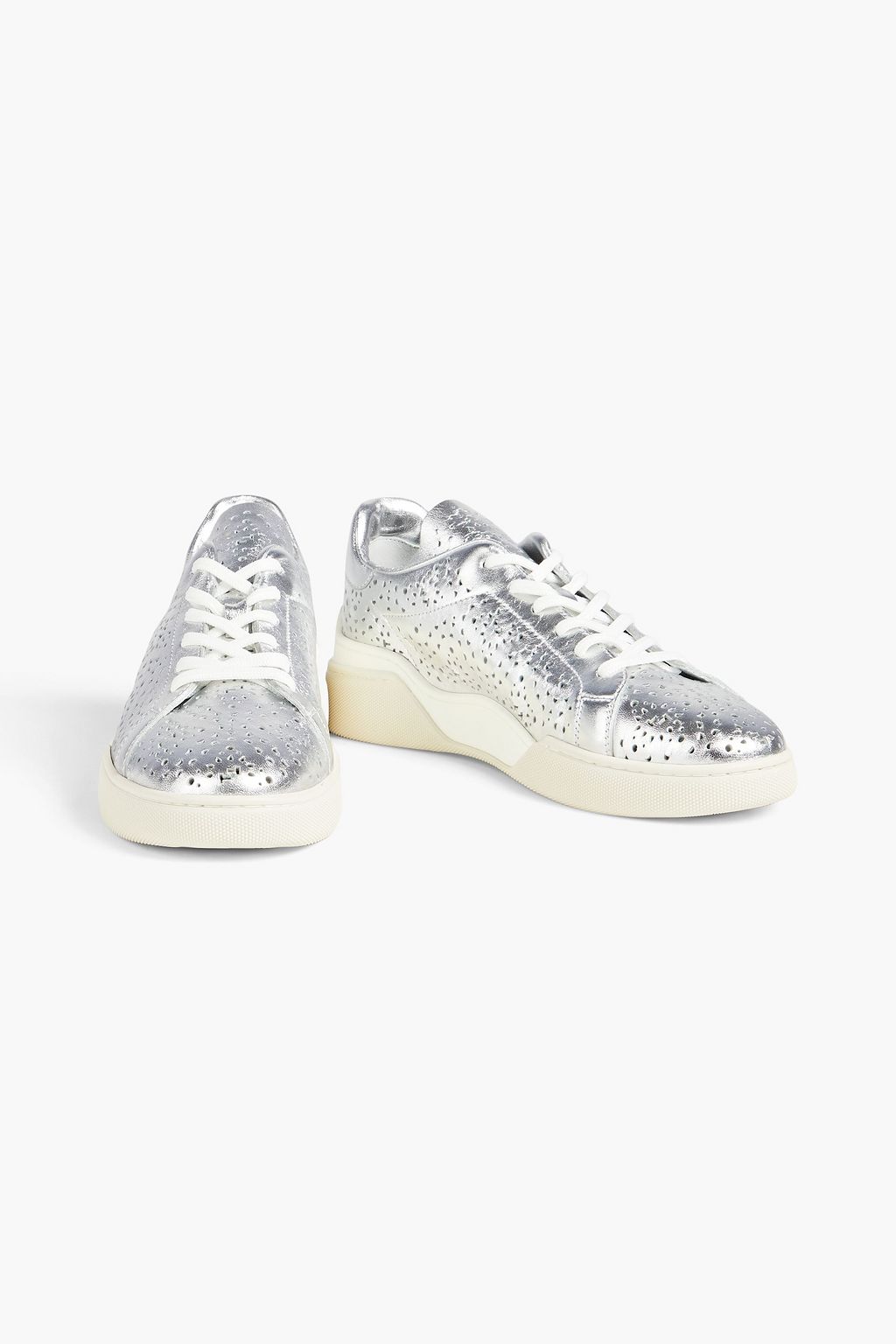TOD'S Cassetta laser-cut metallic leather sneakers