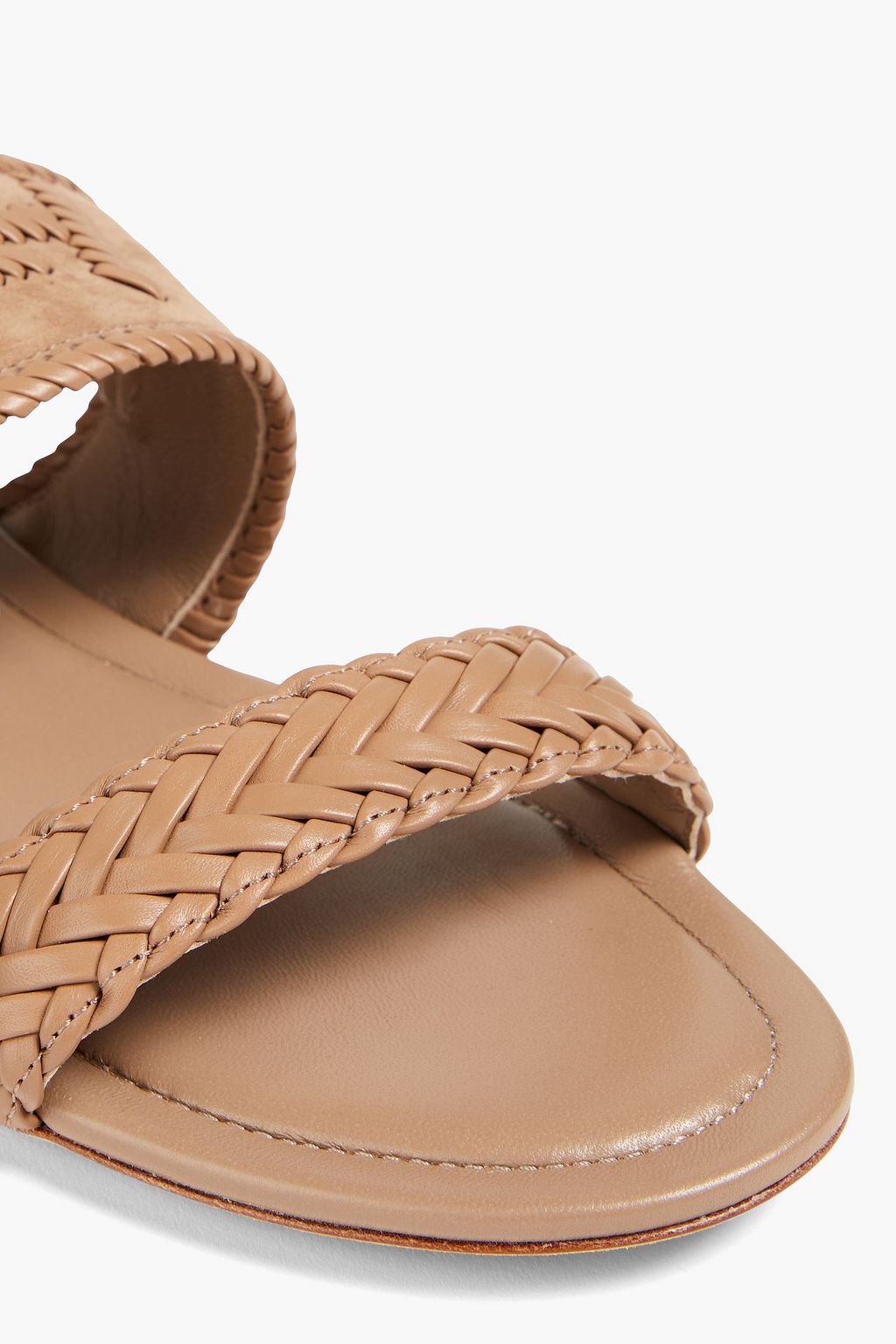 TOD'S Woven leather and suede slingback sandals