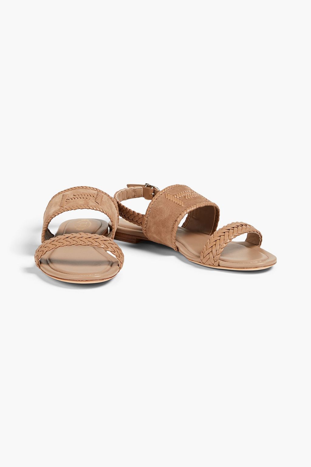 TOD'S Woven leather and suede slingback sandals