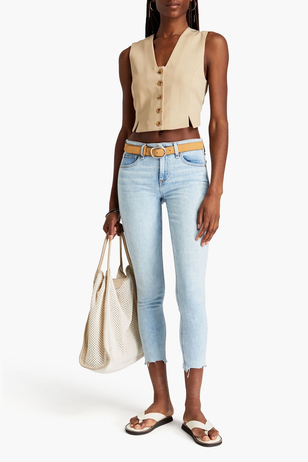 RAG & BONE جينز بأرجل ضيقة وخصر متوسط الارتفاع