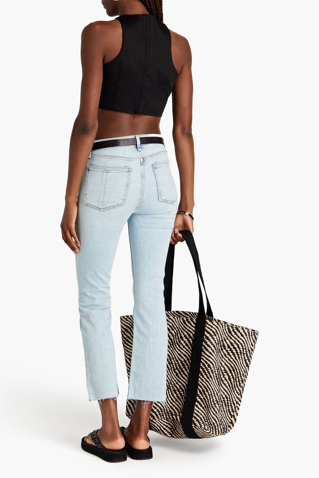 RAG & BONE جينز بأرجل ضيقة وخصر متوسط الارتفاع وحواف منسلة