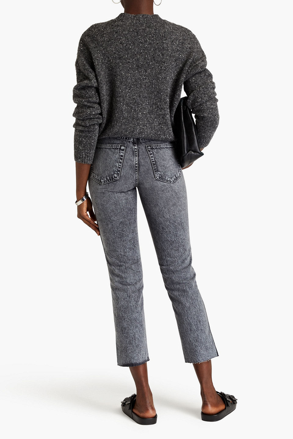 Shop Slvrlake Hero Distressed High-rise Straight-leg Jeans In Gray