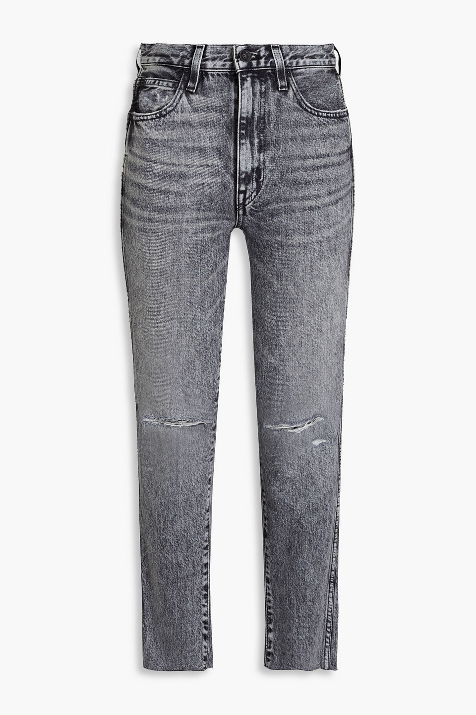 Slvrlake Hero Distressed High-rise Straight-leg Jeans In Gray
