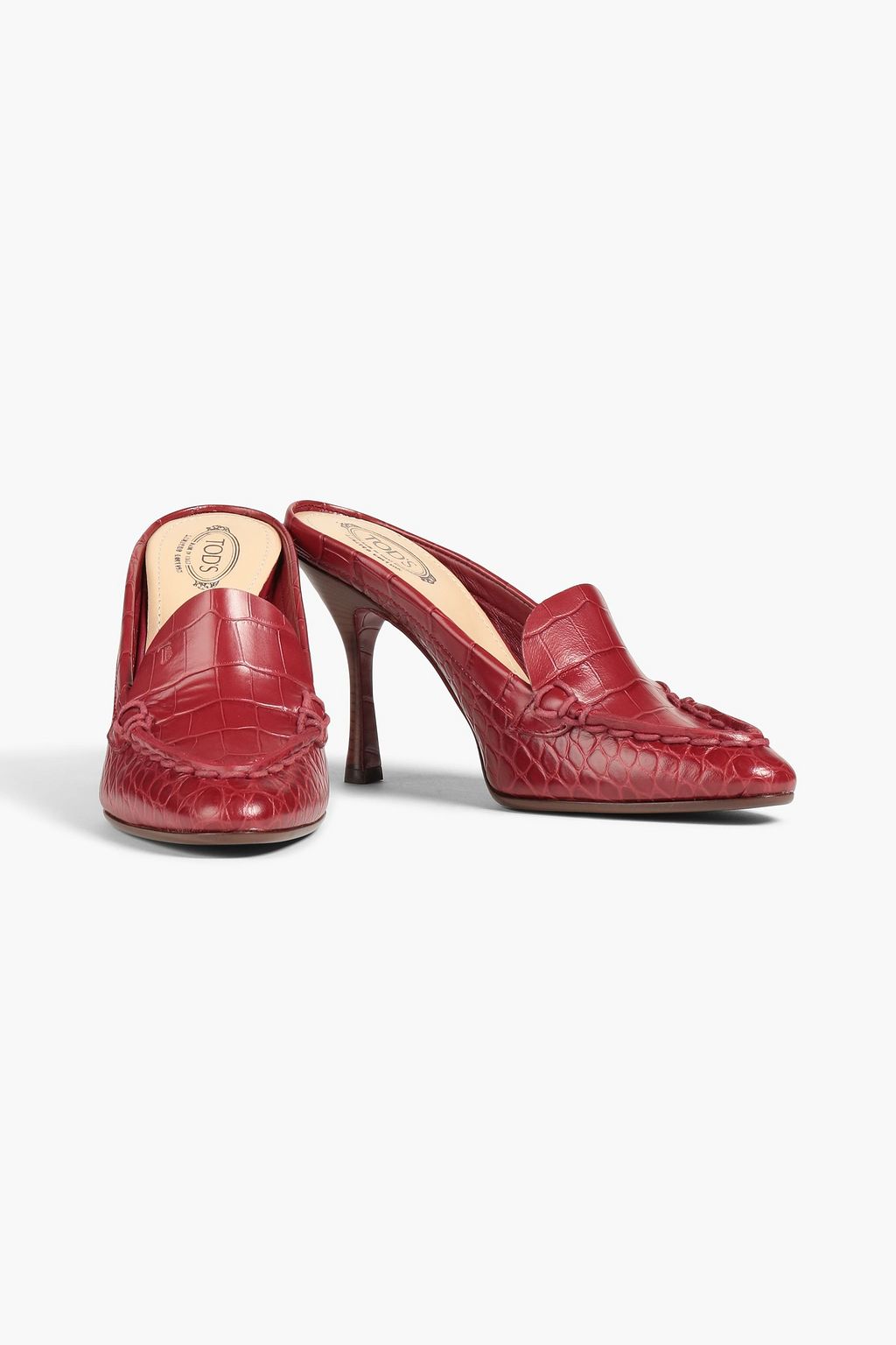 TOD'S Croc-effect leather mules