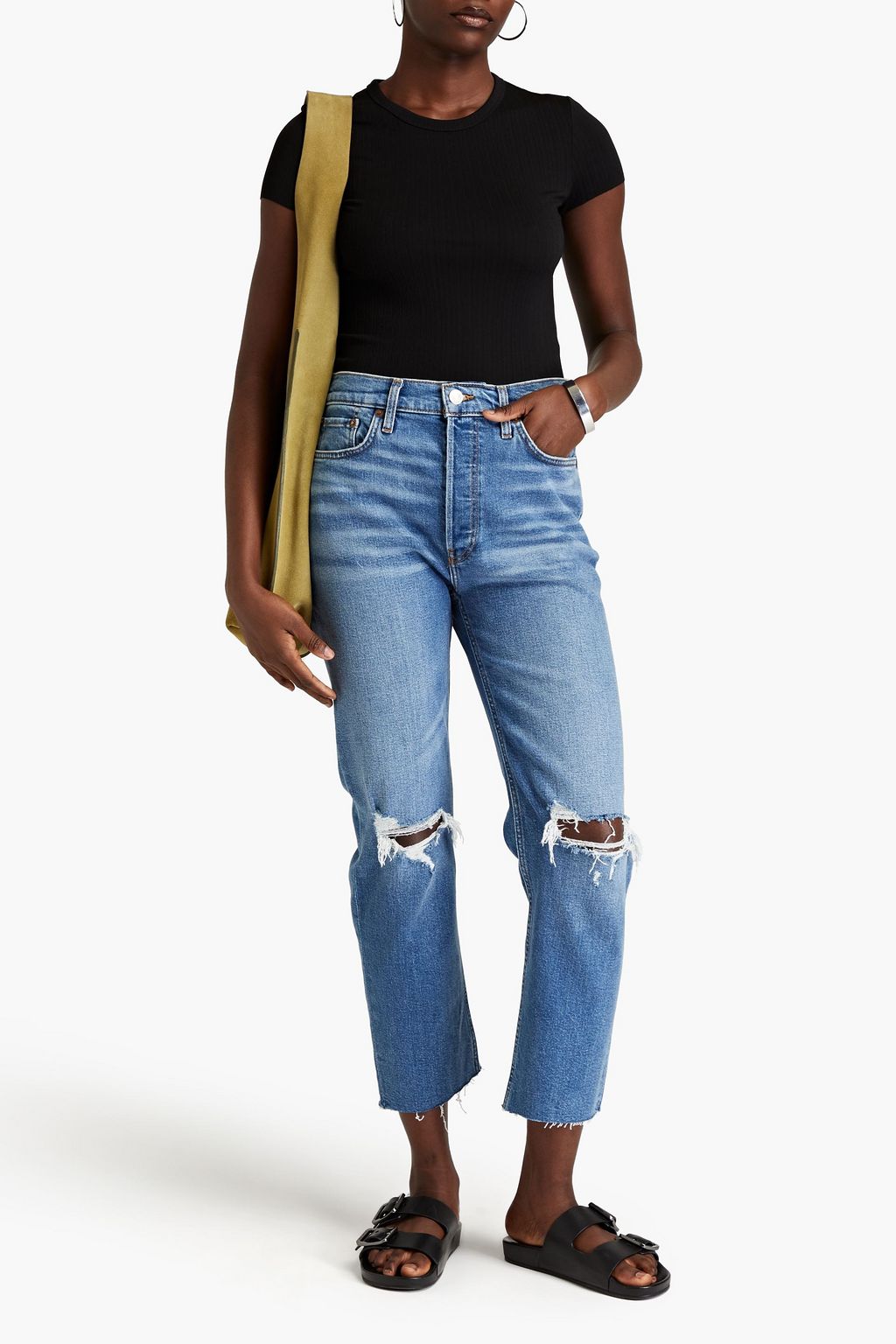 RAG & BONE تي شيرت «زوي» مصنوع من الجيرسي بتصميم مضلّع