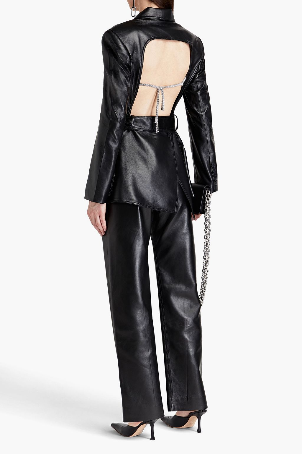 MATÉRIEL Open-back faux leather blazer