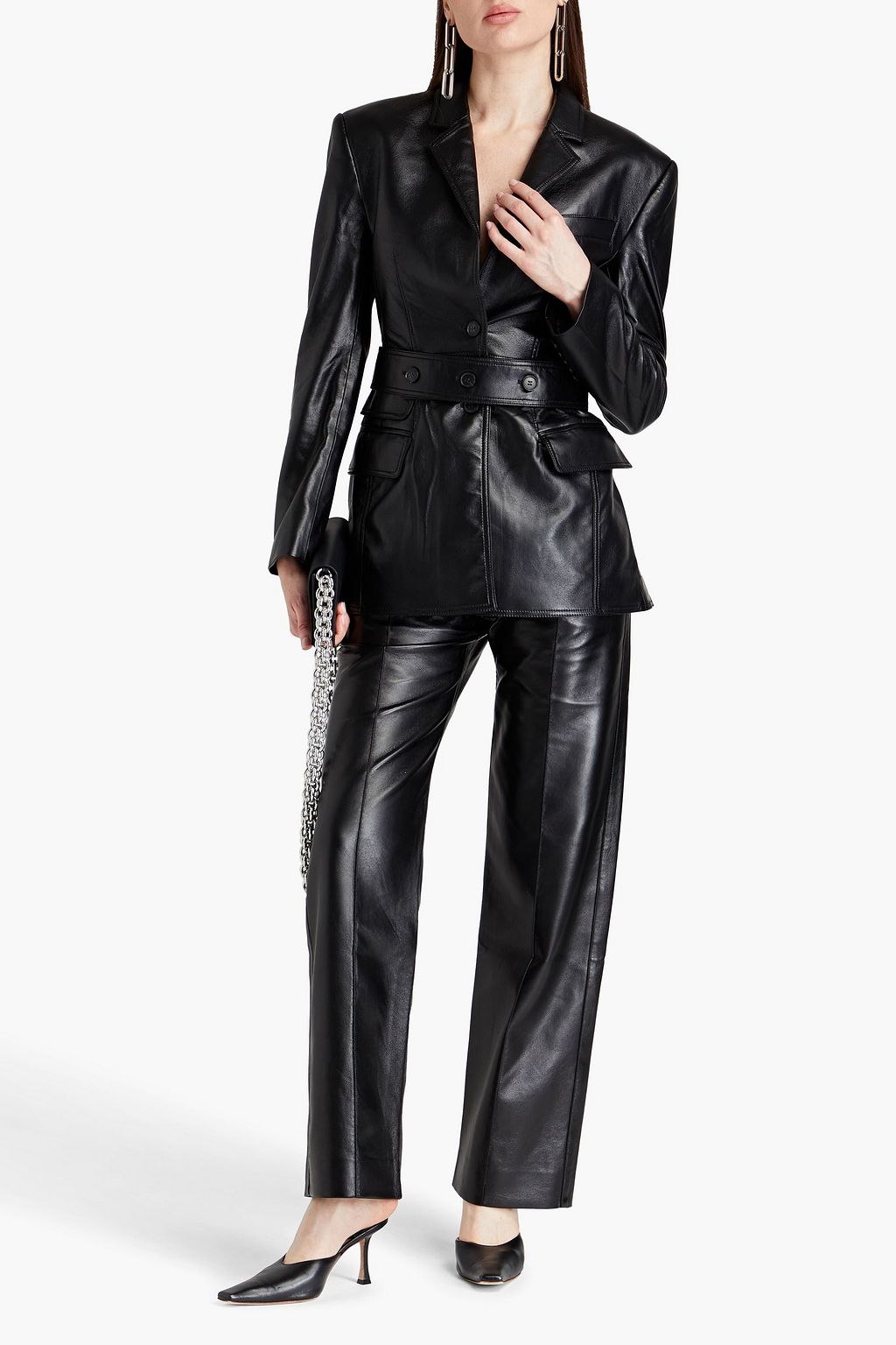 MATÉRIEL Open-back faux leather blazer