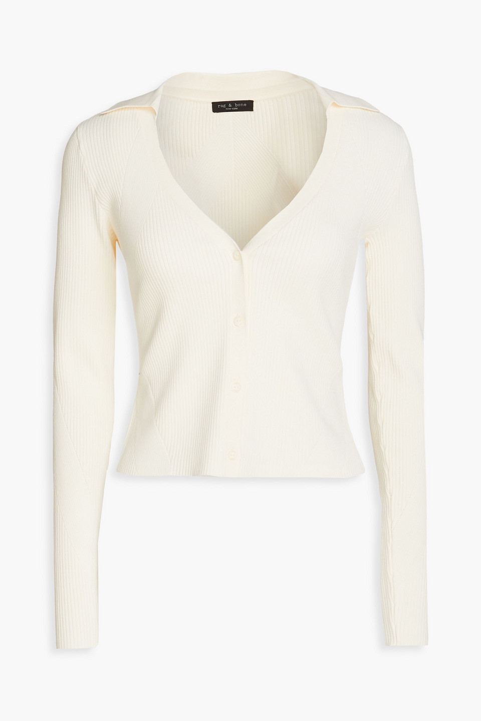 Rag & Bone Asher Cropped Cardigan Aus Rippstrick In Cream