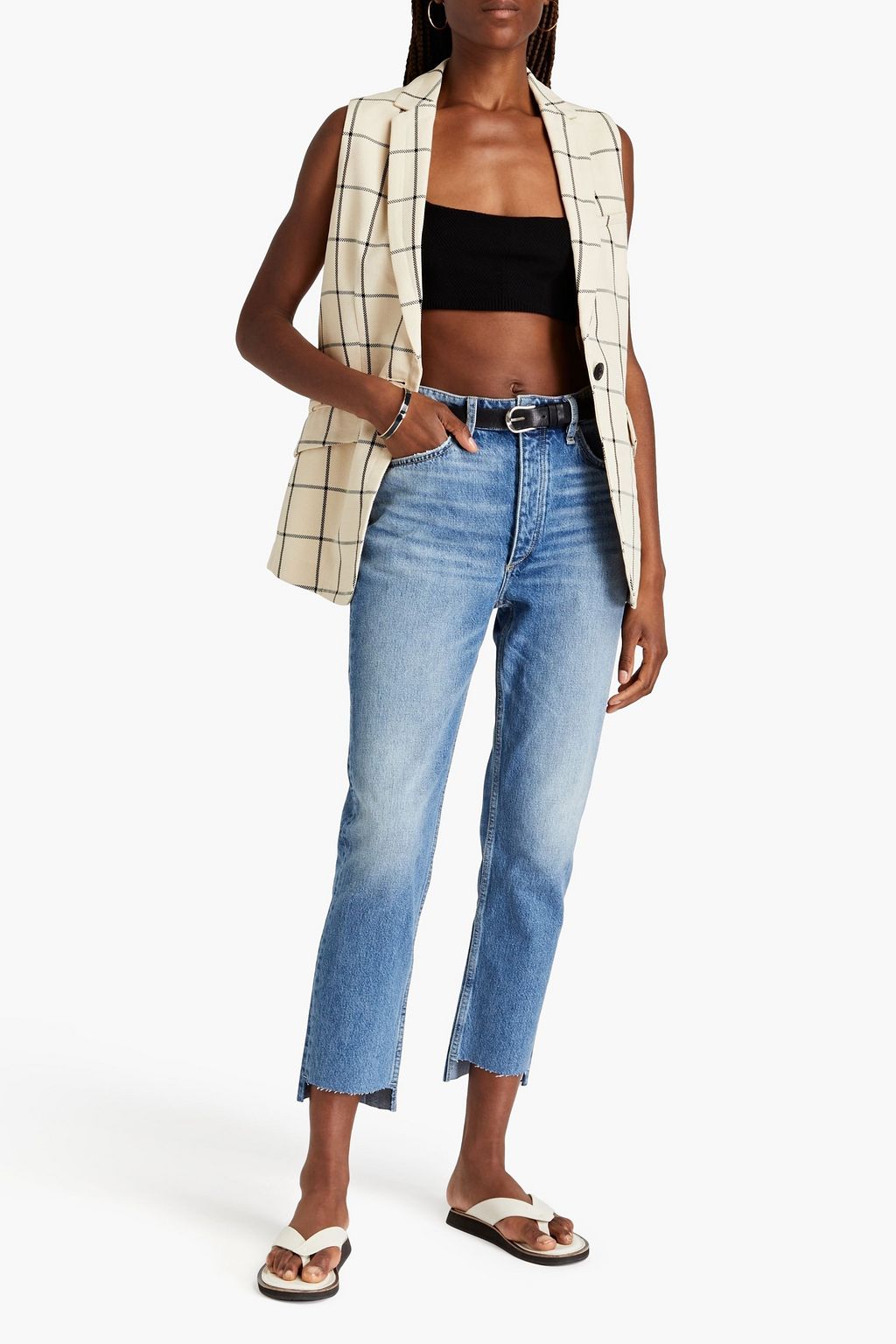 RAG & BONE جينز قصير «نينا» بخصر عالٍ وأرجل ضيقة