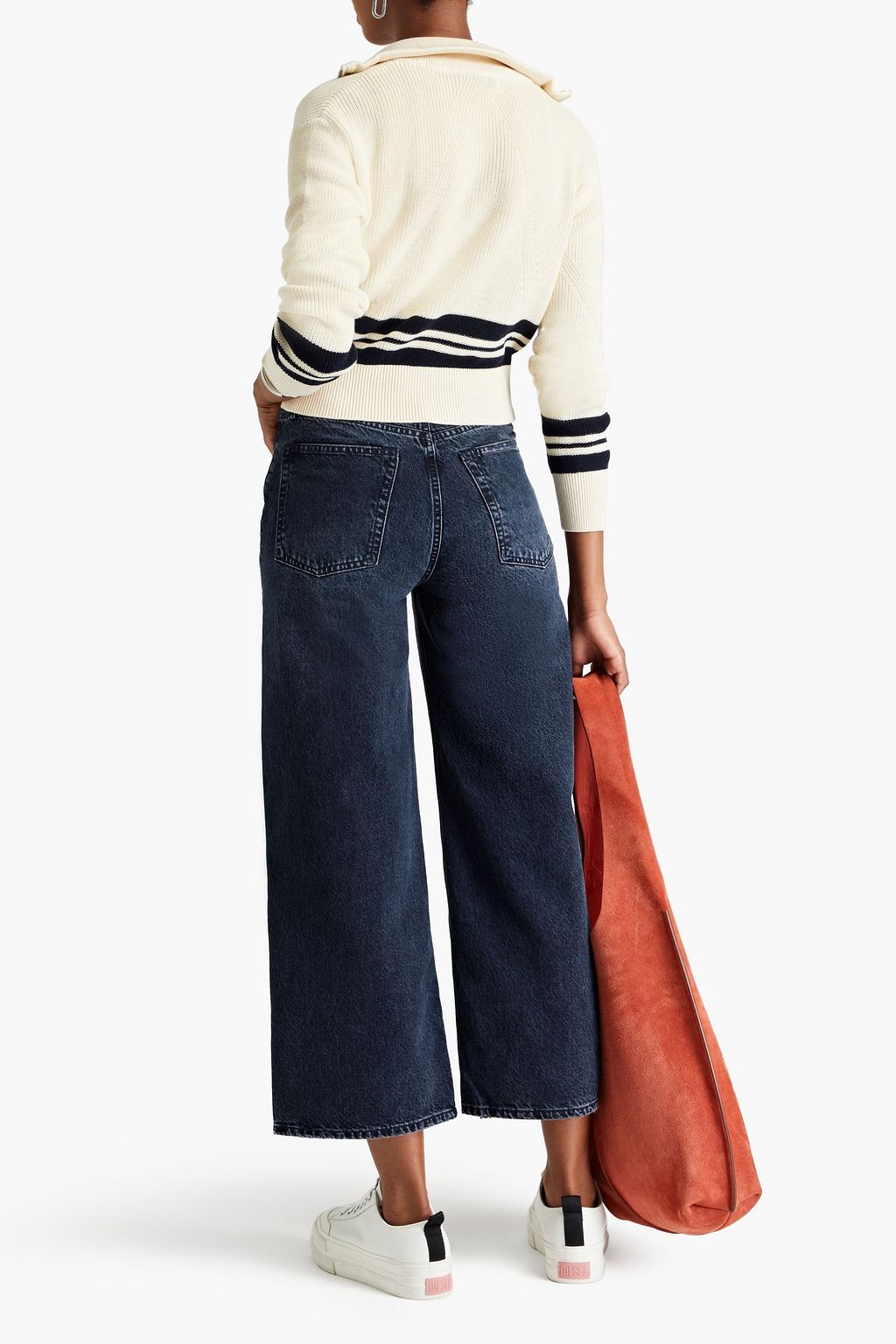 RAG & BONE بنطال قصير “آندي” بأرجل واسعة وخصر عالٍ بلون باهت