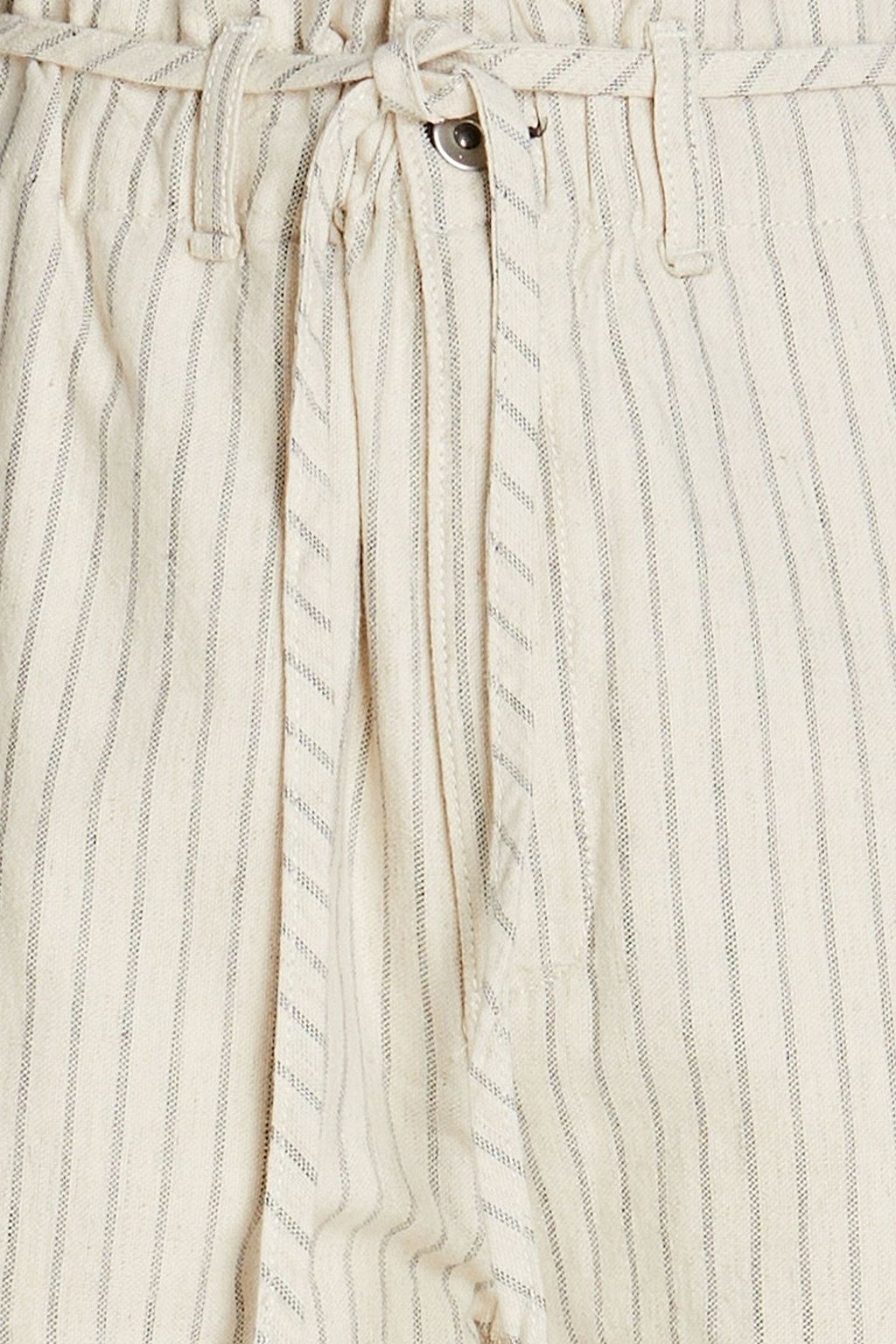 RAG & BONE بنطال من مزيج الكتان والقنب والقطن بأرجل مستقيمة وتصميم مخطط مزود بحزام