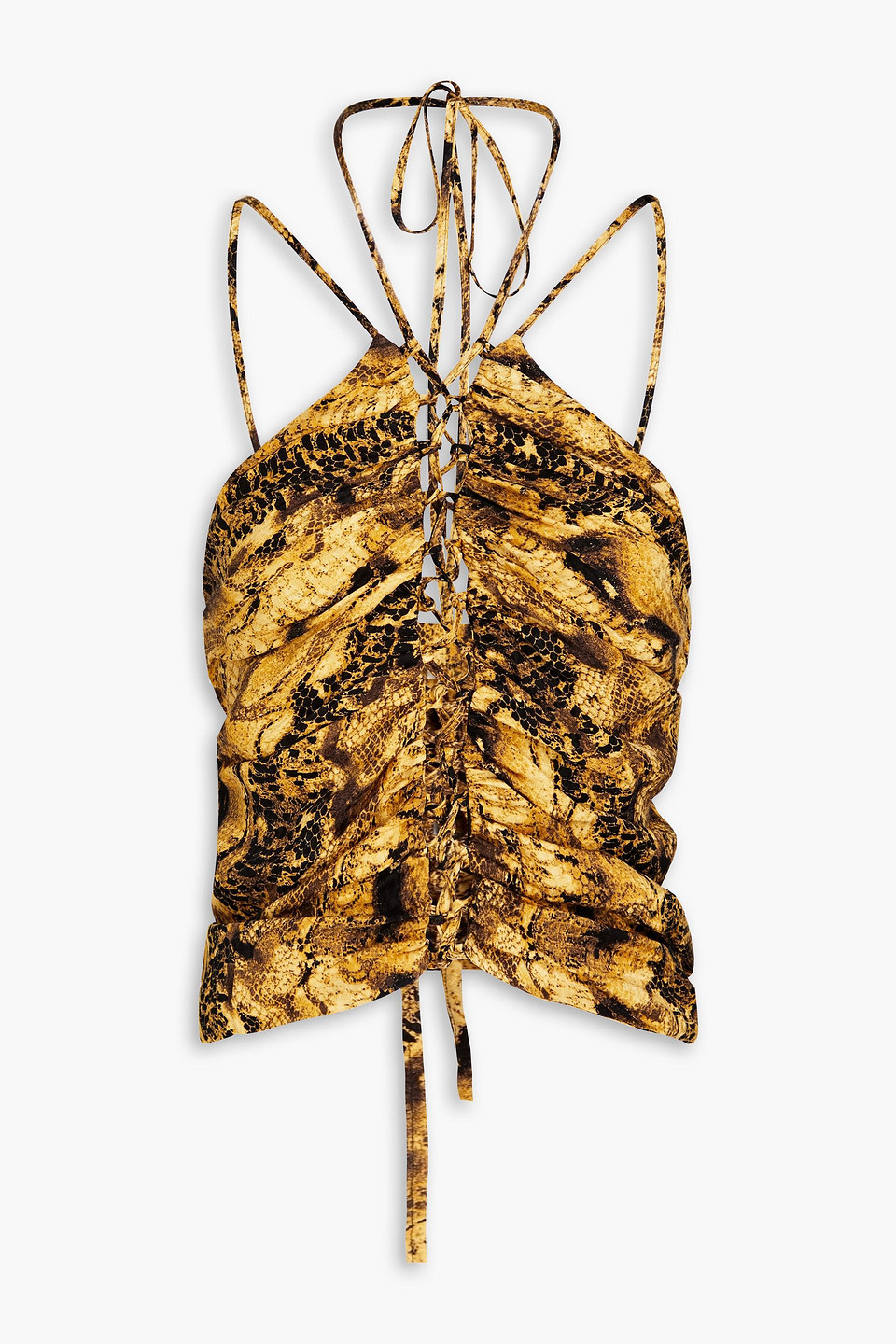 MATÉRIEL - Cropped snake-print jacquard top - Yellow - M