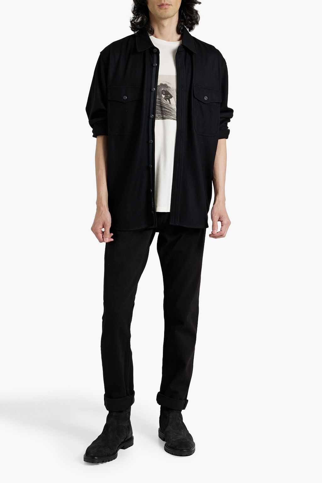 RAG & BONE قميص «جاك» من صوف جيرسي ممشّط