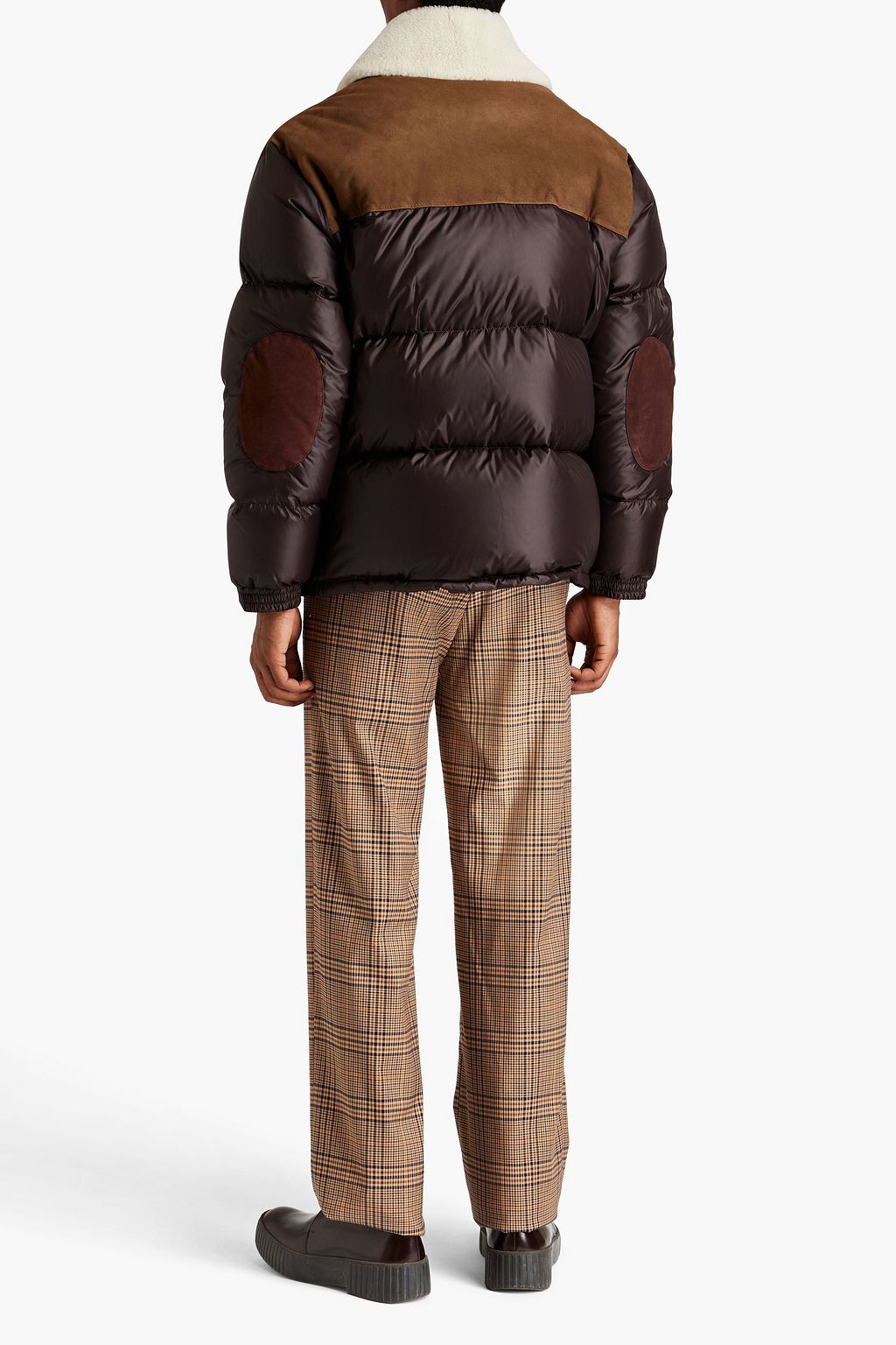 TOD'S Shearling-trimmed quilted suede and shell jacket