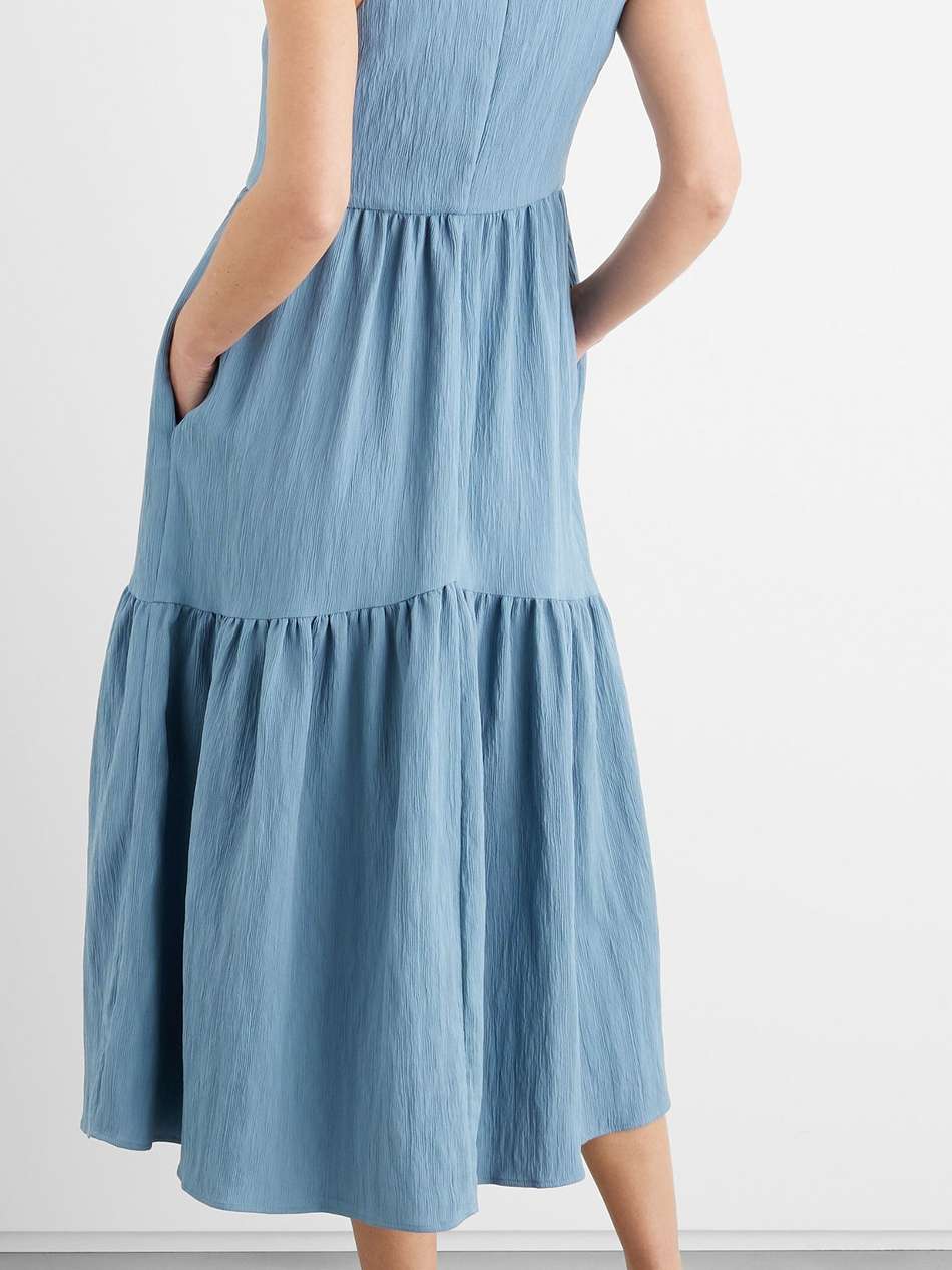 faye tiered crepon midi dress