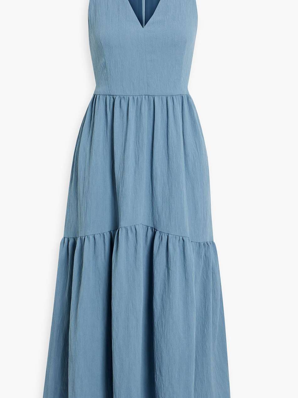 faye tiered crepon midi dress
