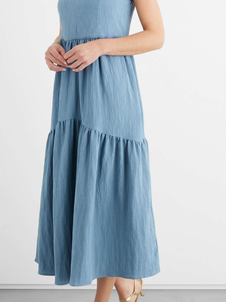 faye tiered crepon midi dress