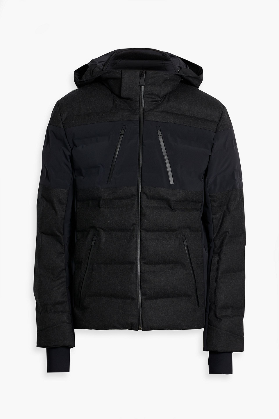 Shop Aztech Mountain Nuke Quilted Wool-blend Twill-paneled Hooded Down Ski Jacket In Charcoal