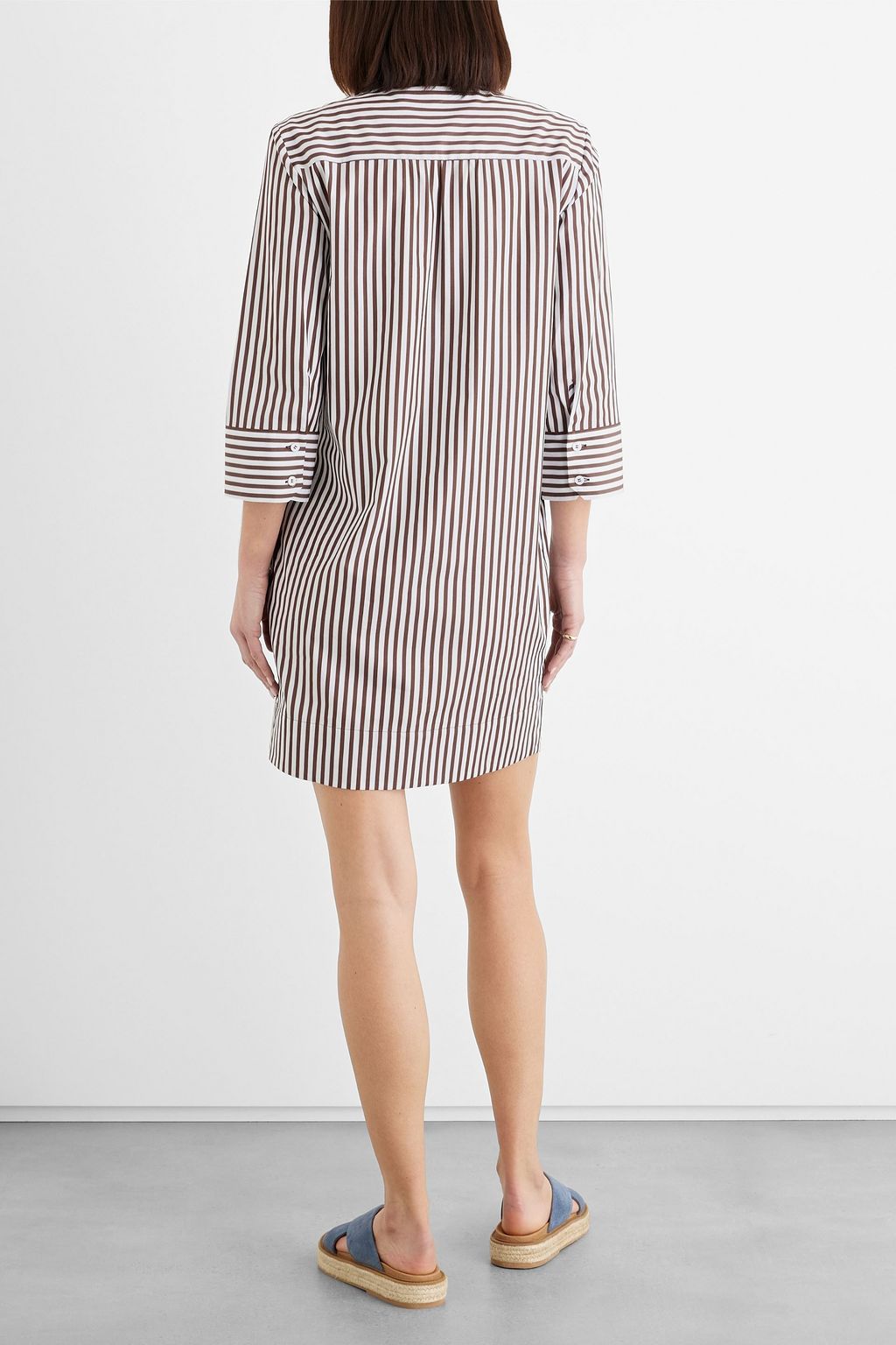 IRIS & INK Cleo striped cotton-poplin mini dress