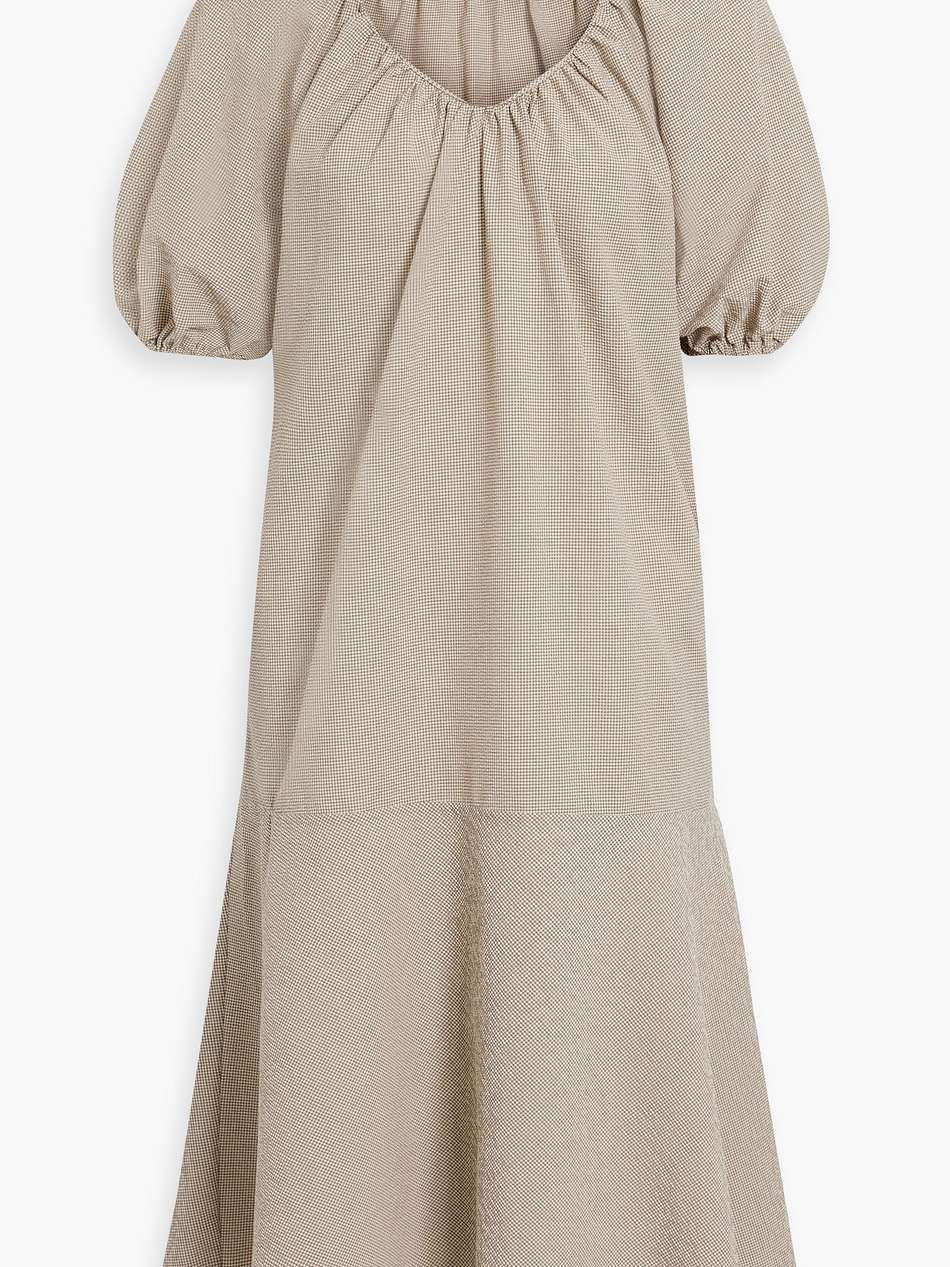 esme gathered gingham cotton-blend seersucker midi dress