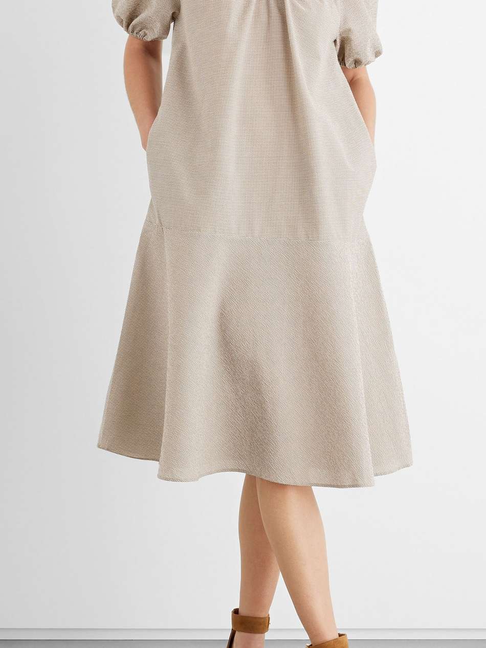 esme gathered gingham cotton-blend seersucker midi dress