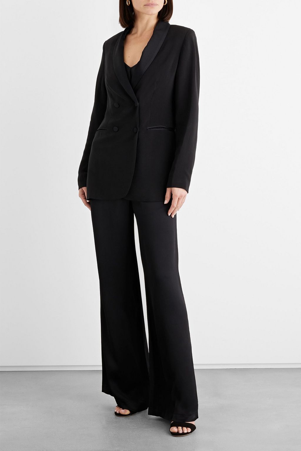 IRIS & INK Jasmin double-breasted satin-trimmed crepe blazer | THE OUTNET