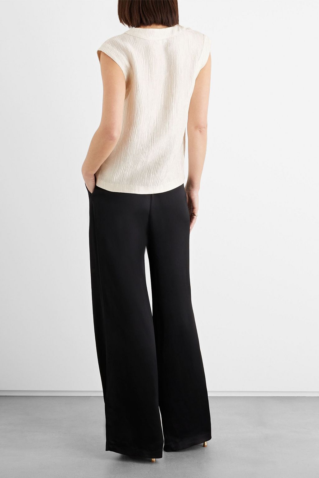 IRIS & INK Zinnia crinkled-satin top
