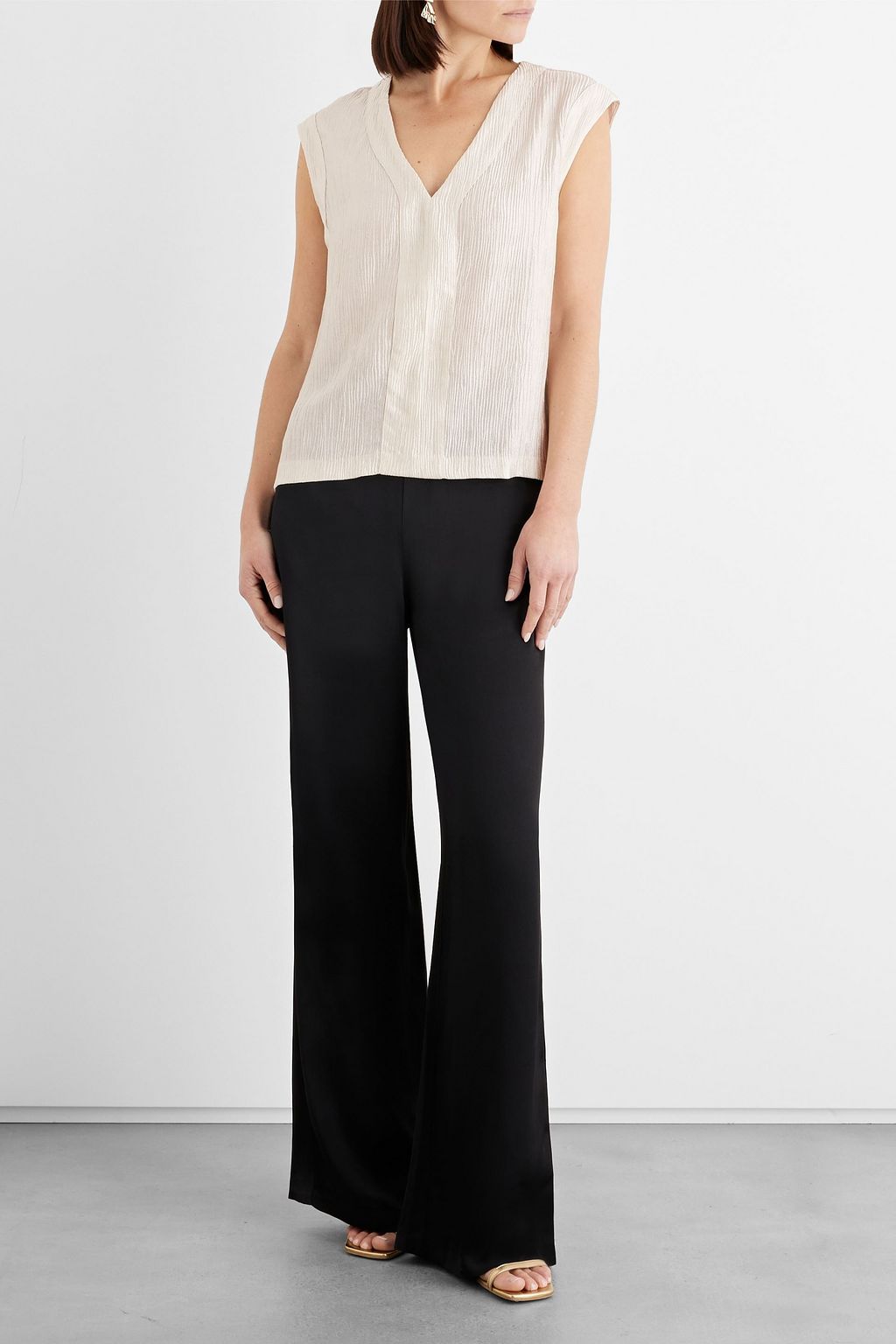 IRIS & INK Zinnia crinkled-satin top