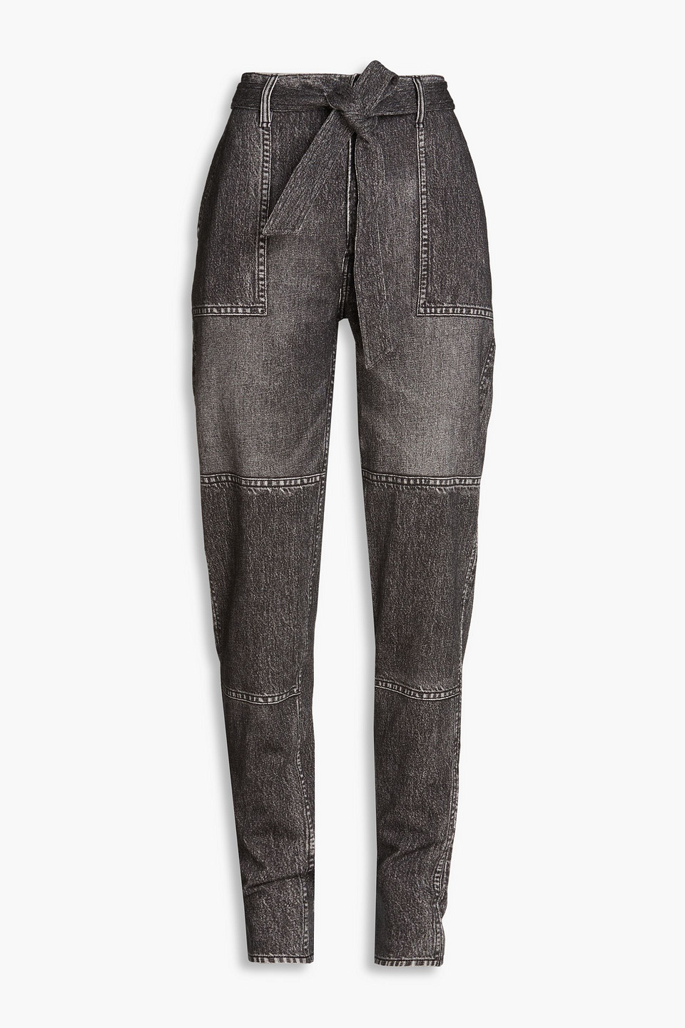 Rag & Bone Belted High-rise Tapered Jeans In Charcoal