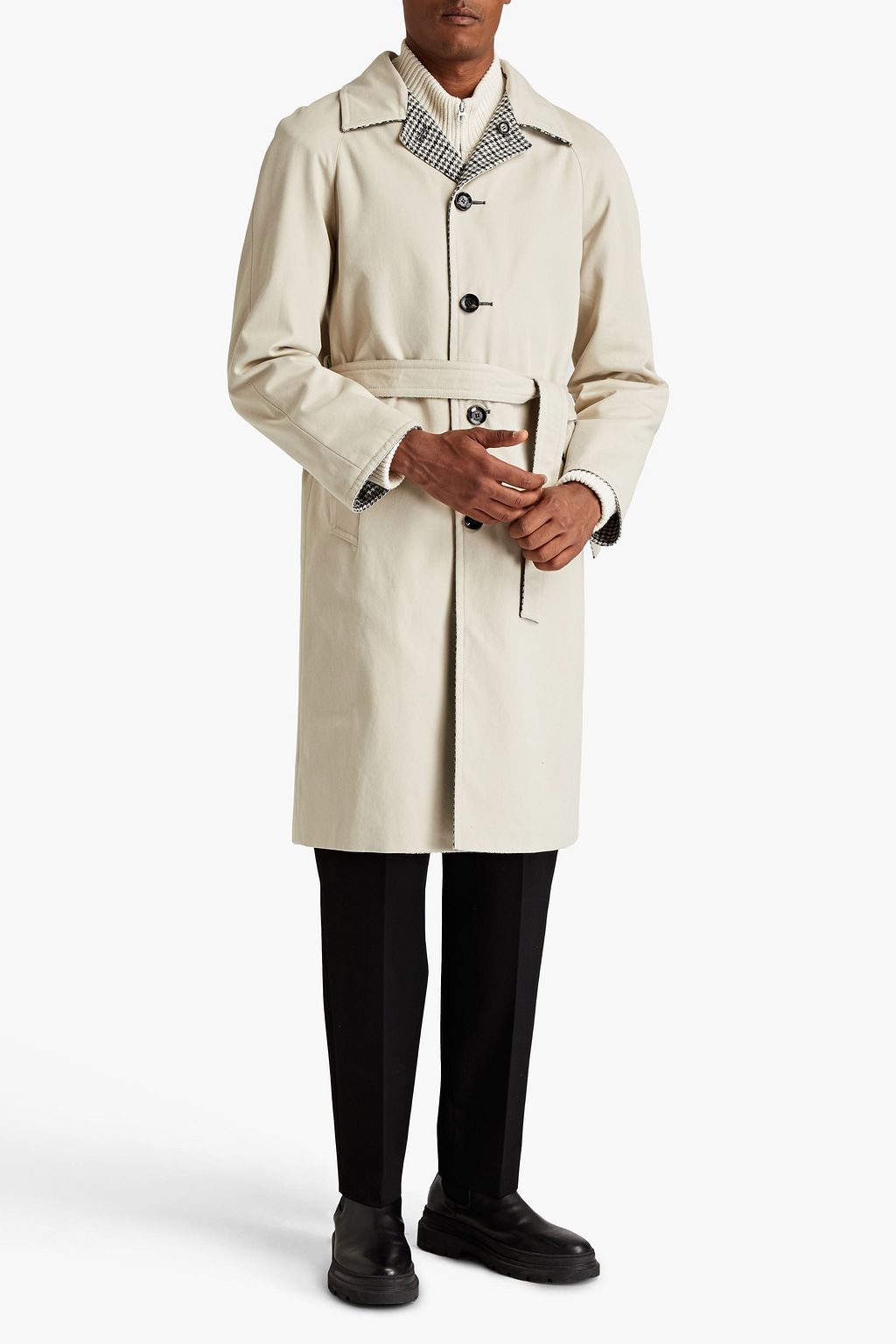 TOD'S Houndstooth wool-tweed trench coat