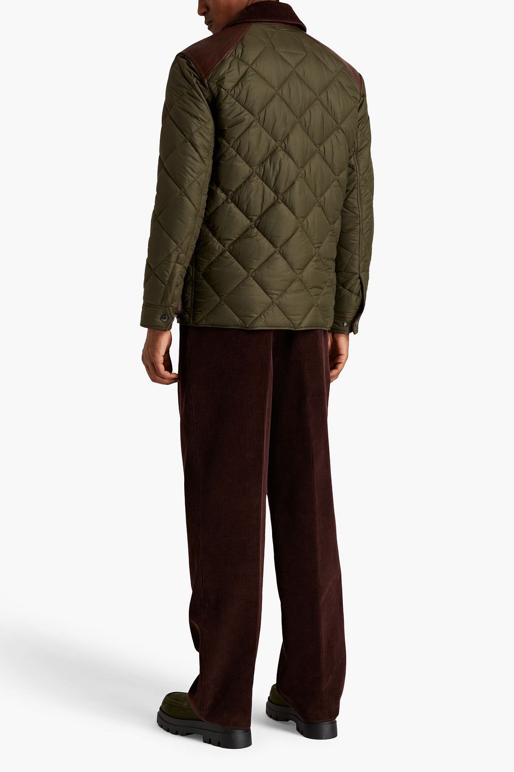 TOD'S Leather-trimmed quilted shell jacket